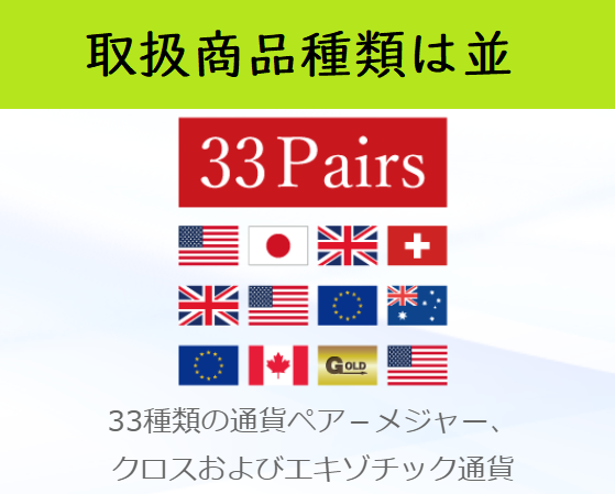 GEMFOREXは取引可能商品が豊富ではない